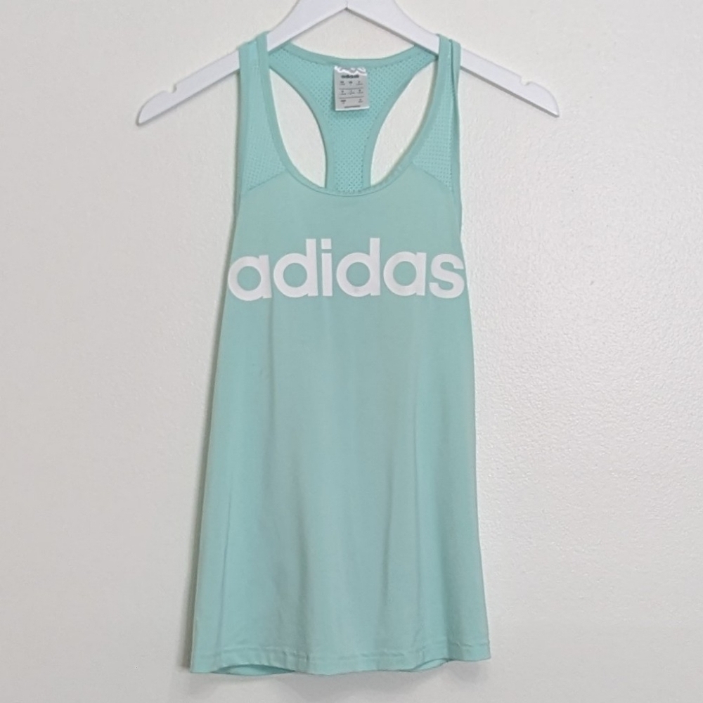 Adidas Tank Women's Running Workout Mint Blue Large Open Back Cut